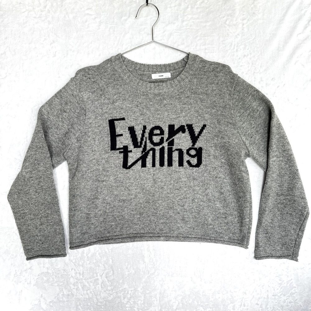 Everything Sweater Found.Store Gray Waist Length Crewneck Long Sleeve Rolled Hem